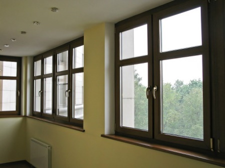 Ламинированные окна в офисном помещении